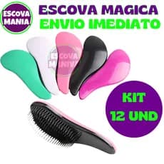 Kit 12 - Escovas Mágicas pra cabelo - Anti Frizz - De Desembaraçar Cabelo