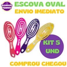 kit 5 - Escova Flex Aspiral Oval - Anti Frizz - Fácil Ondulação - Novidade