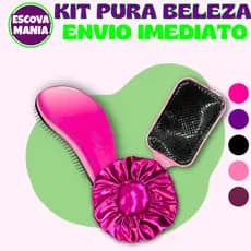 Kit Pura Beleza 3 ITENS - 1 Escova Magica + 1 Escova Raquete + Toca De Cetim + Anti Frizz - De Desembaraçar Cabelo