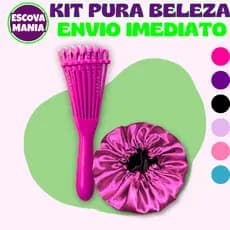 Kit Pura Beleza - 1 Escova Polvo + 1 Touca De Cetim  -Anti Frizz - De Desembaraçar Cabelo