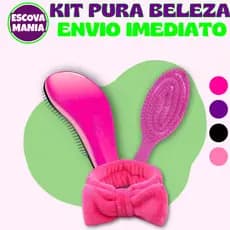 Kit Pura Beleza - 1 Escova Magica + 1 Escova Aspiral + 1 Faixa De Cabelo - Anti Frizz - De Desembaraçar Cabelo