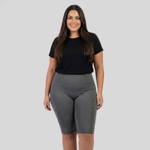 BERMUDA BÁSICA LEGGING PLUS SIZE FEMININA ACADEMIA CASUAL ALTA ELASTICIDADE