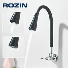 Torneira De Cozinha Flexível De Alça Única-Giratória Montada Na Parede Para Água Fria