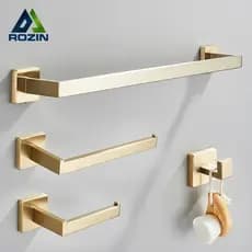 Kit Acessórios Para Banheiro Com 4 Dourado Peças,Inox 40/60cm Kit Com Suporte Toalha,Preto