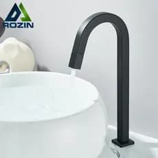 Torneira Lavatório Banheiro 100% Metal Para A Água Fria Torneira Alta Luxuosa Preta Da Bacia,Ouro