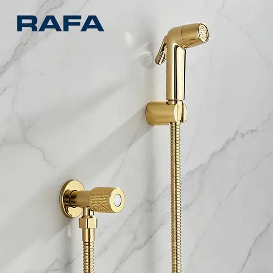Kit Ducha Higiênica Registro Aço Inox Super Luxo 1/4 Volta , Com Pulverizador Bidê , Ouro