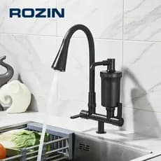 Torneira Preta Cozinha Bancada Filtro Gourmet Flexível 2 Jatos Abs