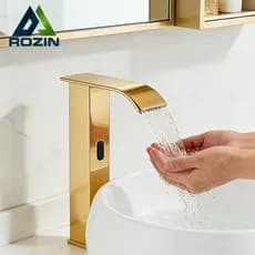 Torneira De Banheiro Com Sensor Para Bacia, Misturador Quente E Frio Dourado/Preto/Cromado