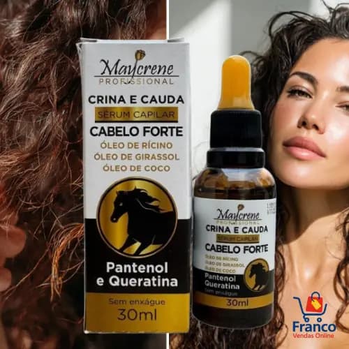 Sérum Capilar Crina e Cauda - Pantenol e Queratina - Óleo de Rícino, Girassol e Coco - 30ml
