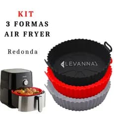 Forma Silicone Air Fryer Redonda Grande 20cm reforçada universal antiaderente reutilizável