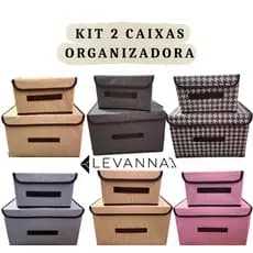 Kit 2 caixa organizadora reforçada dobrável multiuso com tampa roupas brinquedos pronta entrega