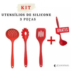 Kit 3 Utensílio de Silicone Cozinha 28cm Inteiriço Grande Panela Air Fryer Multiuso