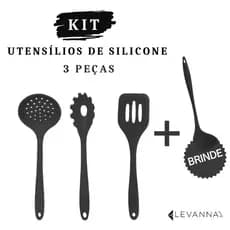 Kit 3 utensílio de cozinha GRANDE pegador escumadeira espátula grande multiuso panela air fryer