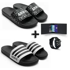 Kit Completo : Dois Chinelos Slide + Relógio Digital + Carteira de Mão