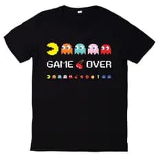 Camiseta Pac-Man Retrô - Unissex Algodão - Game Over - Infantil, Adulto e Plus Size