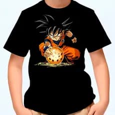 Camiseta Goku Esfera do Dragon Camisa Dragon Ball Z Infantil e Adulto Plus size 100% Algodão