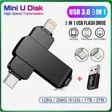 Unidade Flash USB OTG 1TB 2TB Pendrive 512GB Vara Para iPhone iPad/Relâmpago Android 3IN1 Drive