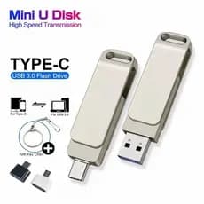 1TB 2TB USB Stick Key 2 Em 1 OTG Flash Drive Pen Drives Armazenamento Disk Tipo-C Suporte iPhone15/16/17 iPad