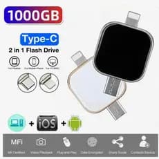 OTG USB Flash Drive 3.0 Tipo C Para iPhone Android 512GB 1TB Pendrive Laptop Memória De Armazenamento Externo De Alta Ve