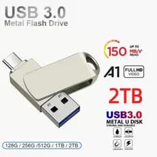 Unidades Flash USB 3.0 2 Em 1 OTG 1 Tb 2 Metal U Disk Tipo-C Pen Drive Suporte iPhone15/16/17
