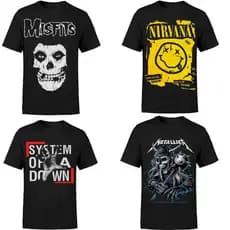Camiseta de Banda de Rock Masculina | Algodão Premium | Estilo Rock'n Roll