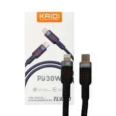 Cabo USB Tipo C + Lightning 30W 1M KD-2521CL Kaidi