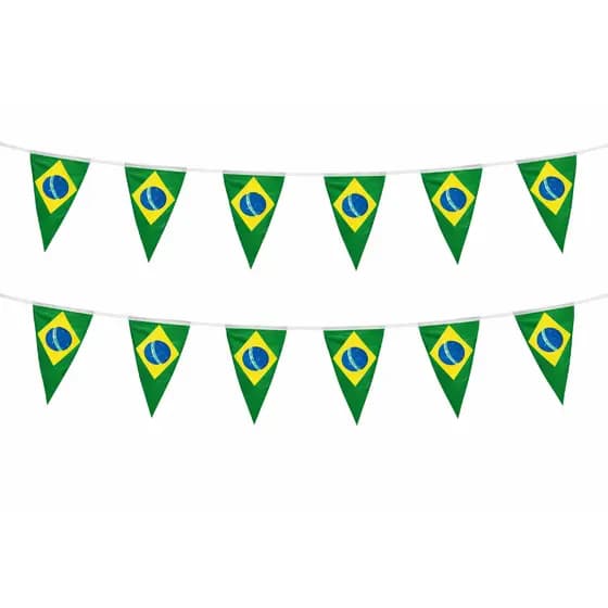 Kit 12 Bandeirolas do Brasil de varal Triangular