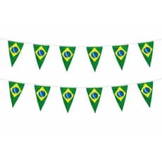Kit 12 Bandeirolas do Brasil de varal Triangular
