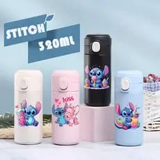 Garrafa Infantil StitchTérmica 320ml Mini Escolar Enjoy Botão Resistente