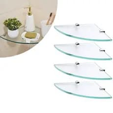 Kit 4 Prateleiras Porta Shampoo de Vidro 20x20 cm Banheiro Lavanderia Prateleira