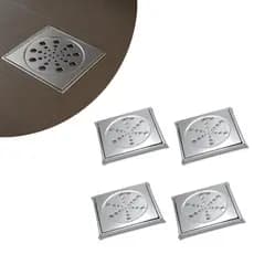 Kit 4 Ralos Quadrados 10x10 Aço Inox Embutido Sistema Abre Fecha Drenagem