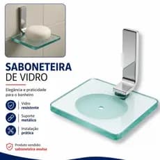 Porta Sabonete De Parede Semi Luxo Em Vidro E Alumínio Para Banheiro Moderno
