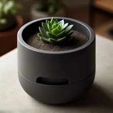 Vaso para suculentas com design moderno e autoirrigável, com câmara de água.