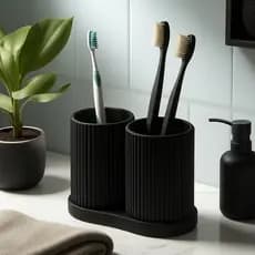 Porta Escovas Duplo Com Design Minimalista Para Organização do Banheiro