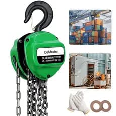Talha Manual 1 Tonelada 1000kg, Corrente de 3 Metros, Uso Industrial e Residencial, Segura e Resistente