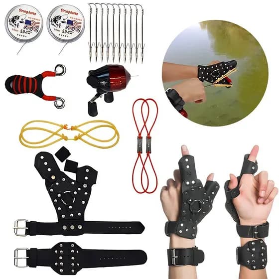Kit de Pesca com Estilingue, Inclui Molinete, 10 Flechas e 2 Caixas de Linha, Completo para Pesca