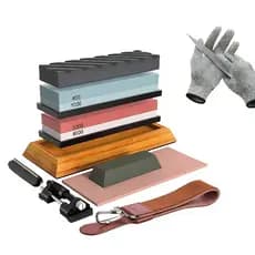 Kit Pedra Afiar Amolar Dupla Face 400/1000+3000/8000  Com Almofada Antiderrapante