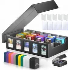Caixa Organizadora de Cartas Pokémon e MTG, Couro PU Impermeável e Interior de Flanela