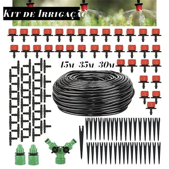 Kit de Irrigação 45m/35m/30m com Nebulização Completa e Gotejadores Pretos Irrigação automatizada