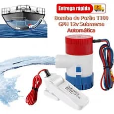 Bomba de Porão 1100 GPH 12v Submersa Automática com Chave Boia para Barco Lancha
