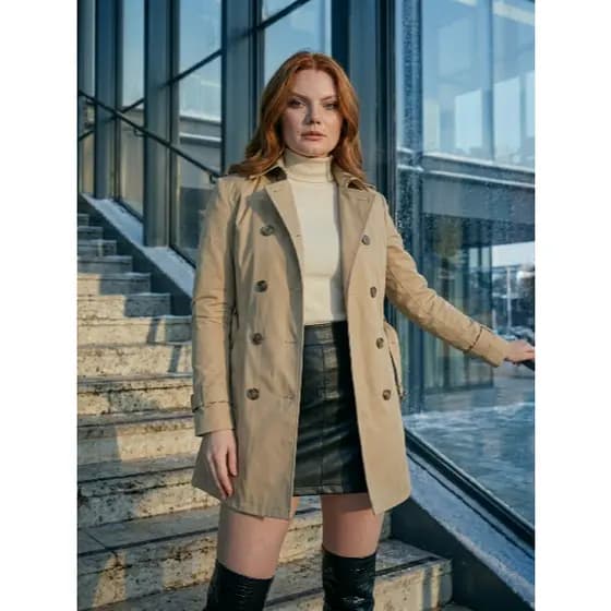 Sobretudo Longo Feminino Forrado Com Cinto Botões Bolsos Agasalho Elegante