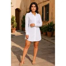 Vestido Curto Chemise Camisão Camisa Alongada Elegante Casual Mais Vendido Verão
