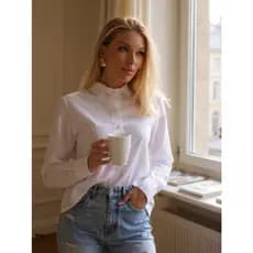 Camisa Feminina Blusa Social Camisete Manga Longa  Lisa Cores Casual Viscolinho Premium Decote Em V De Botão