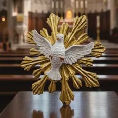 Display Espírito Santo - Pomba com Suporte para Mesa e Parede em MDF 12,5 cm - SANTO