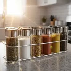 KIT PORTA CONDIMENTOS E TEMPERO DE PAREDE 6 PEÇAS COM VENTOSA FIXA PRA Cozinha em casa