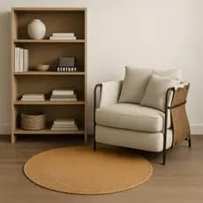 Tapete Sisal Redondo Basic Bege Casa Quarto Escritório 0,95x0,95