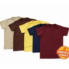 Kit com 5 Camiseta Infantil 100% Lisa Básica Manga Curta Unissex Masculina e Feminino Lisa Básica