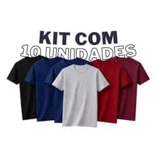 Kit 10 Camisetas Masculina Lisa Premium 100% Algodão