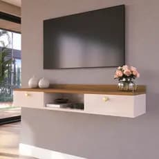 Rack Suspenso Home Para Tv Bancada Flutuante 2 Portas Sala Quarto