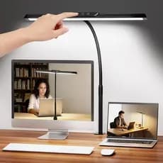 Luminária de Mesa com Proteção Ocular USB LED, 5 Cores e 10 Níveis de Brilho para Leitura, Estudo e Jogos